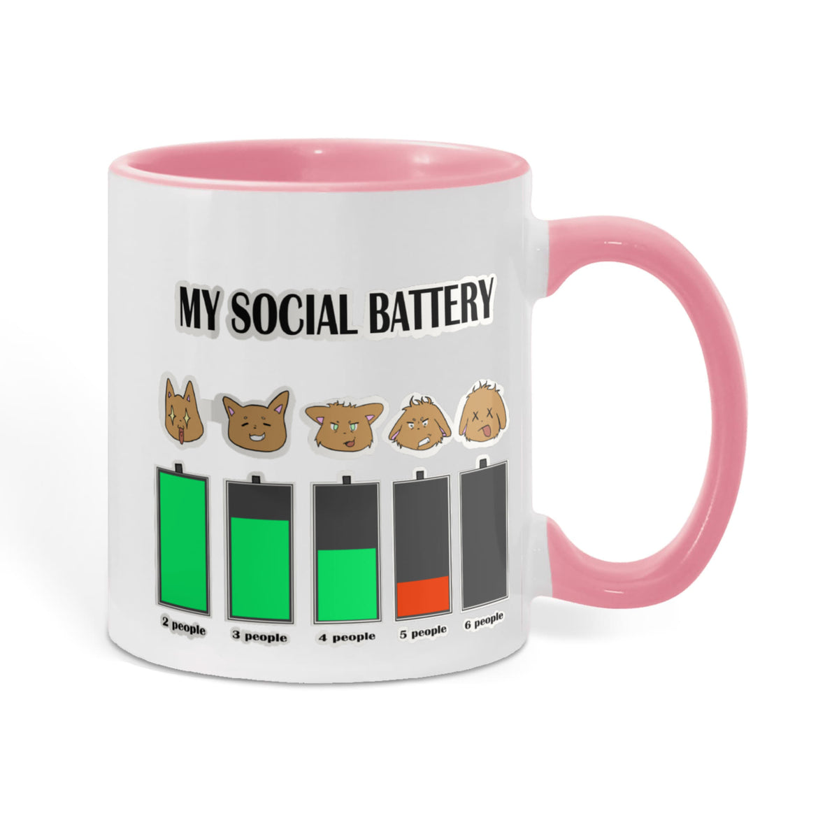 My Social Battery — Funny Introvert Cat Mug (Colour Variation)