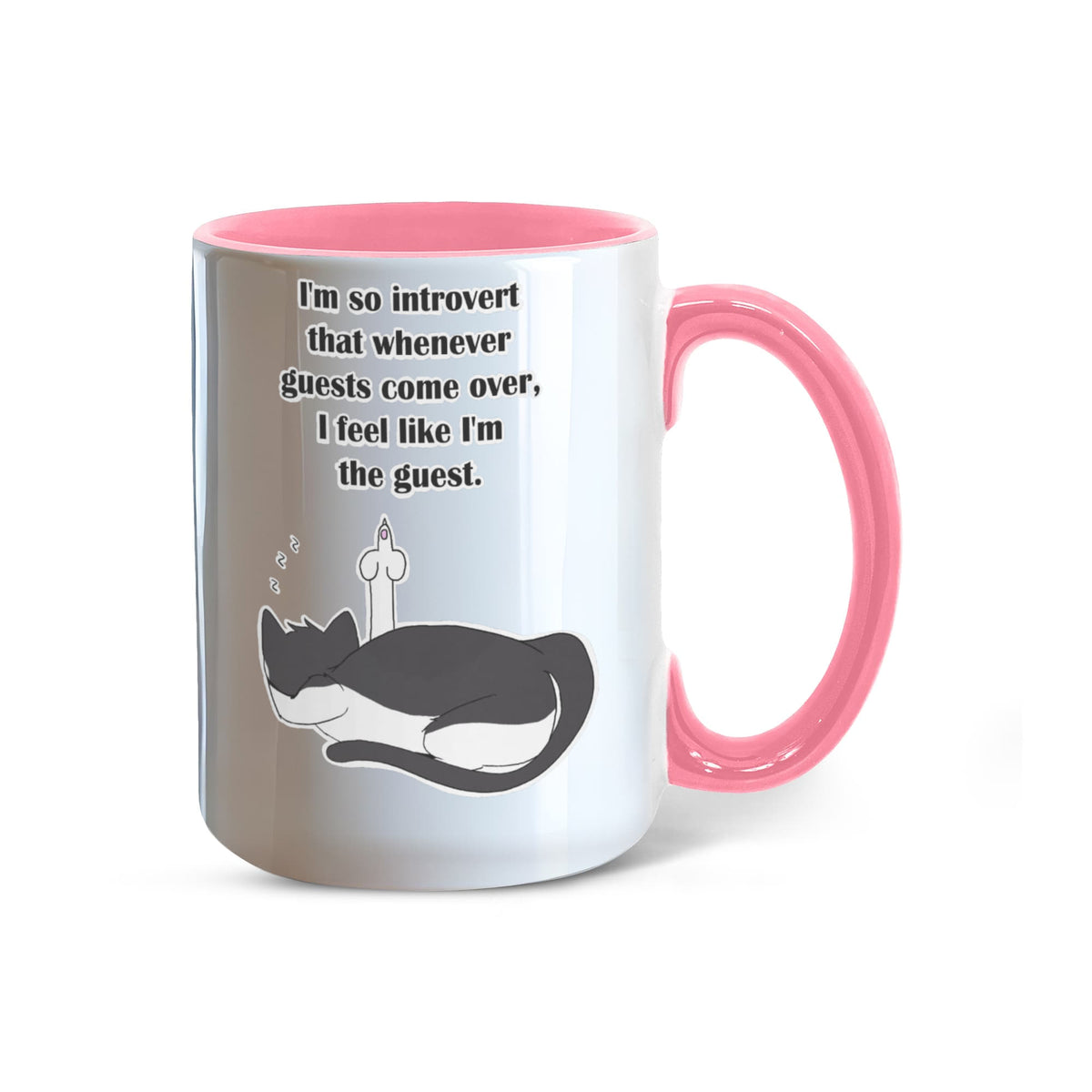When Guests Arrive, I Become the Guest — Funny Introvert Cat Mug - Color Variation