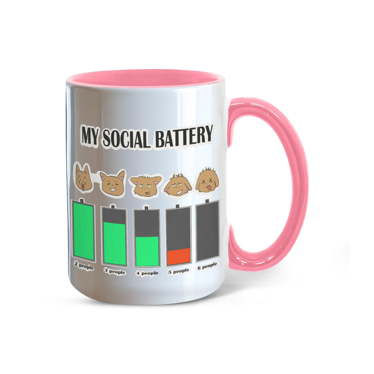 My Social Battery — Funny Introvert Cat Mug (Colour Variation)