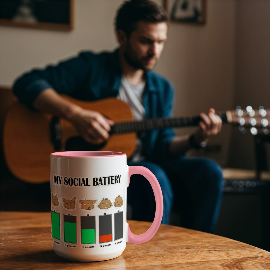 My Social Battery — Funny Introvert Cat Mug (Colour Variation)