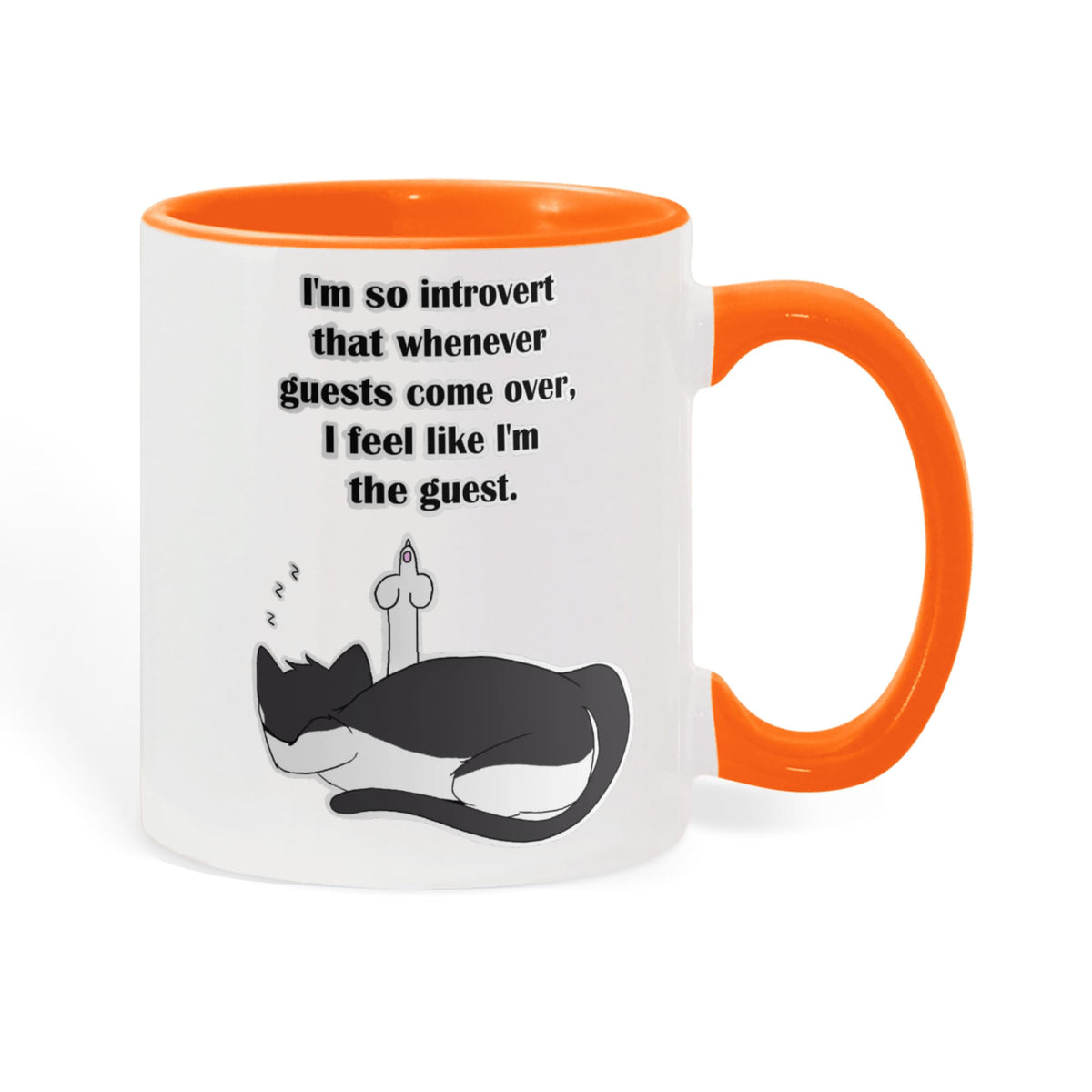 When Guests Arrive, I Become the Guest — Funny Introvert Cat Mug - Color Variation