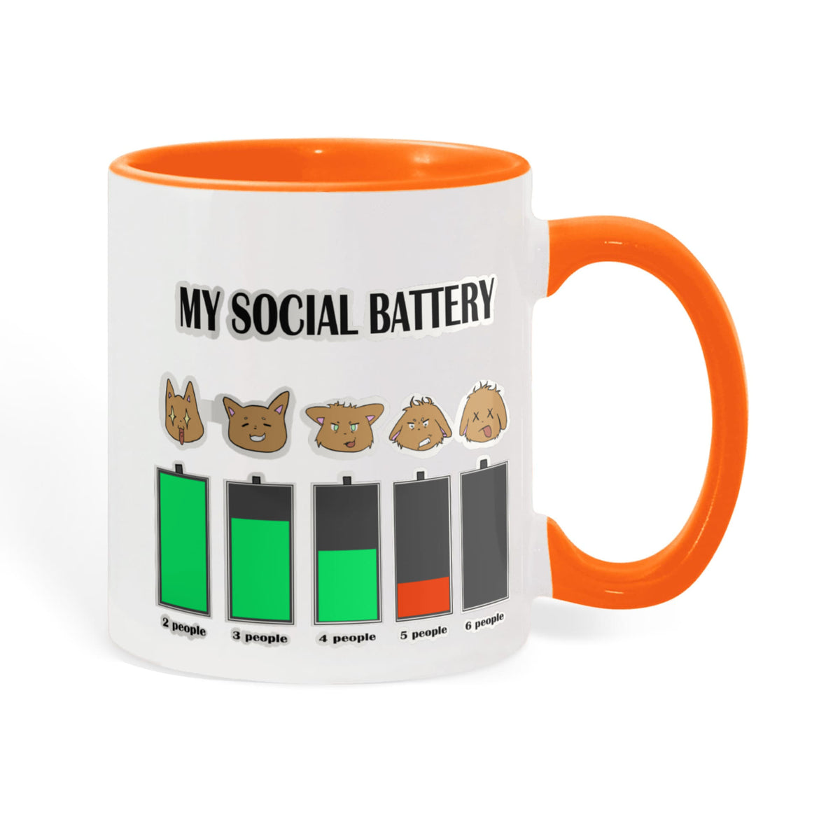My Social Battery — Funny Introvert Cat Mug (Colour Variation)