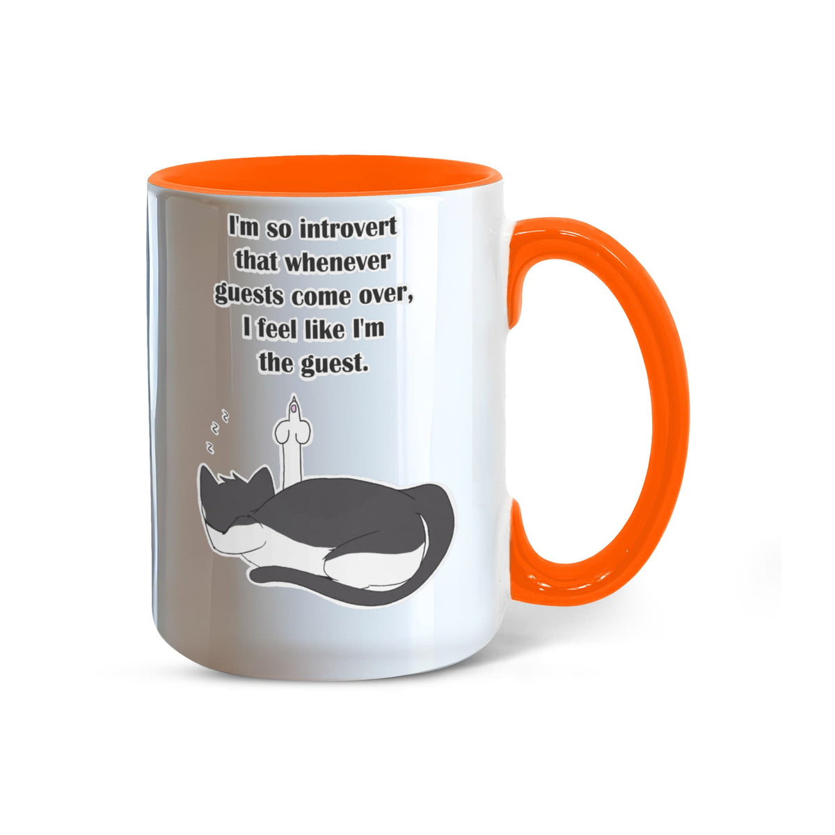 When Guests Arrive, I Become the Guest — Funny Introvert Cat Mug - Color Variation
