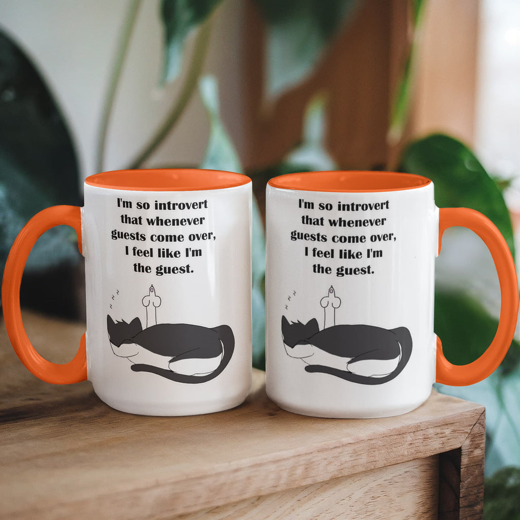 When Guests Arrive, I Become the Guest — Funny Introvert Cat Mug - Color Variation