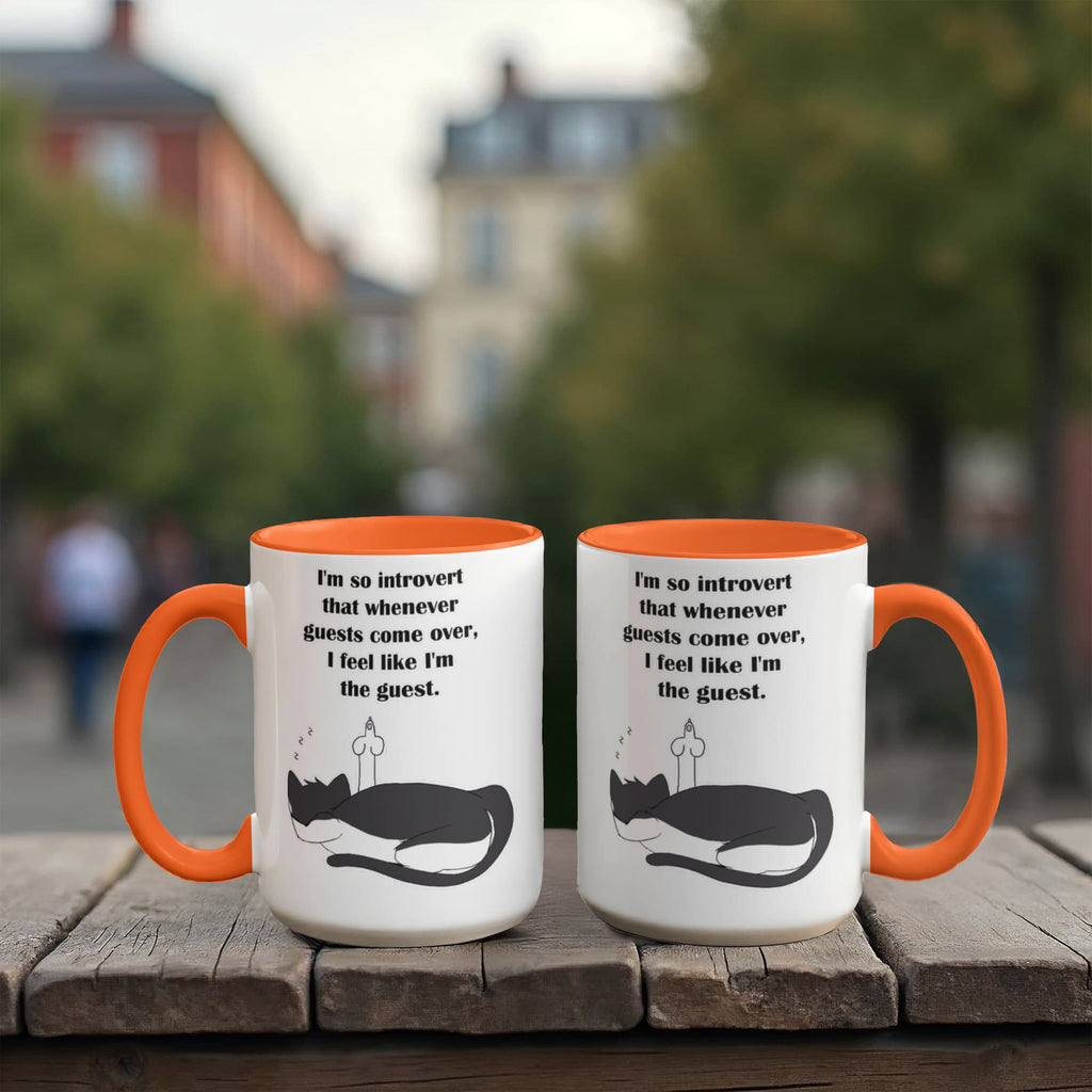 When Guests Arrive, I Become the Guest — Funny Introvert Cat Mug - Color Variation