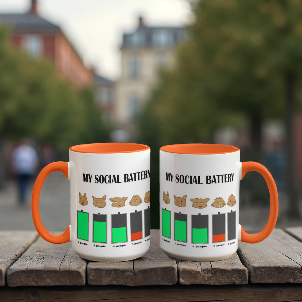 My Social Battery — Funny Introvert Cat Mug (Colour Variation)