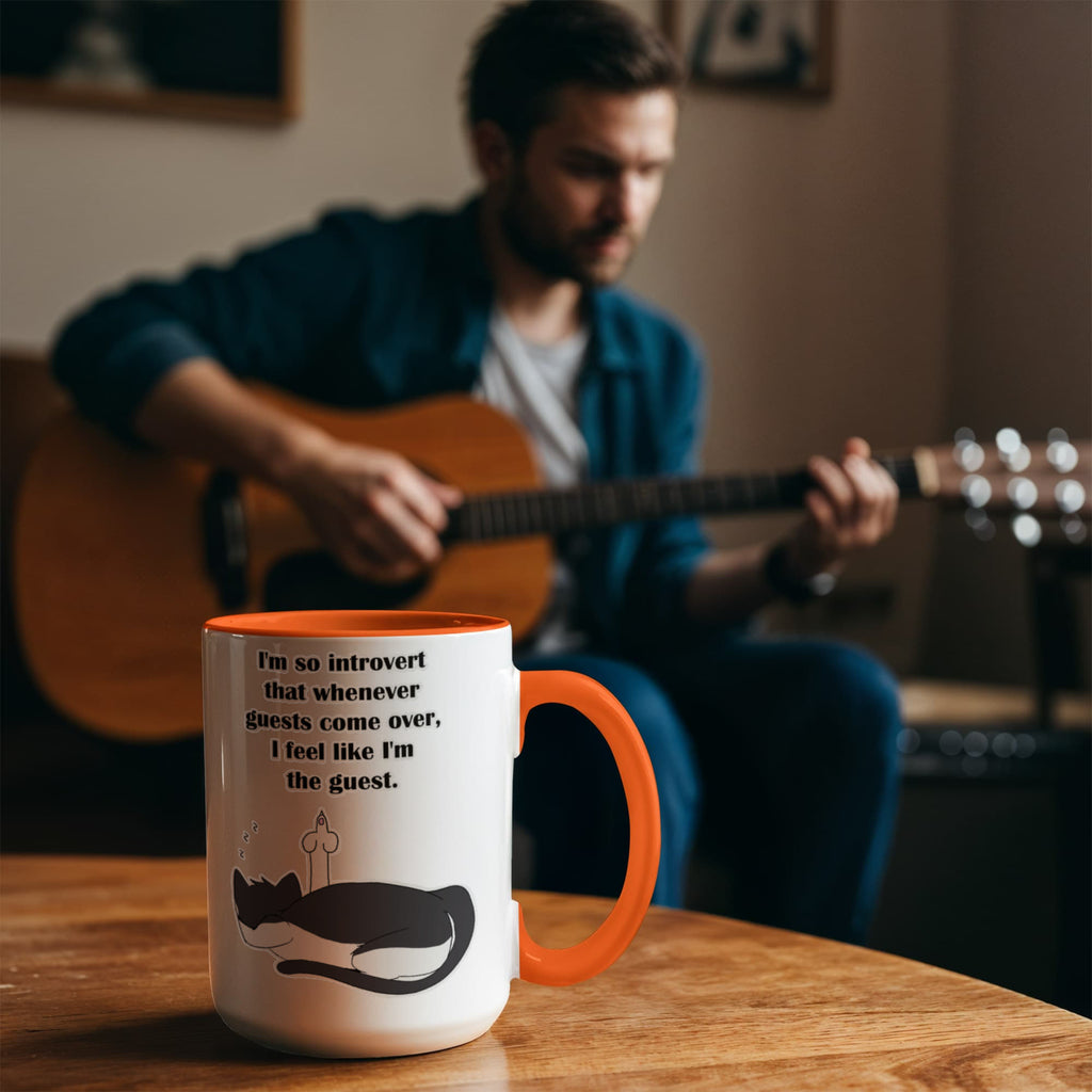 When Guests Arrive, I Become the Guest — Funny Introvert Cat Mug - Color Variation