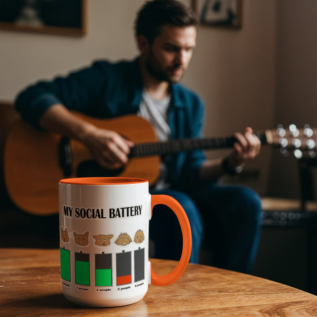 My Social Battery — Funny Introvert Cat Mug (Colour Variation)