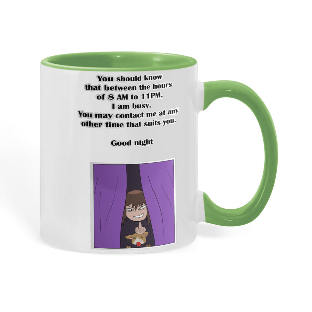 I Am Busy 8AM–11PM — Night Owl Mug (Colour Variation)