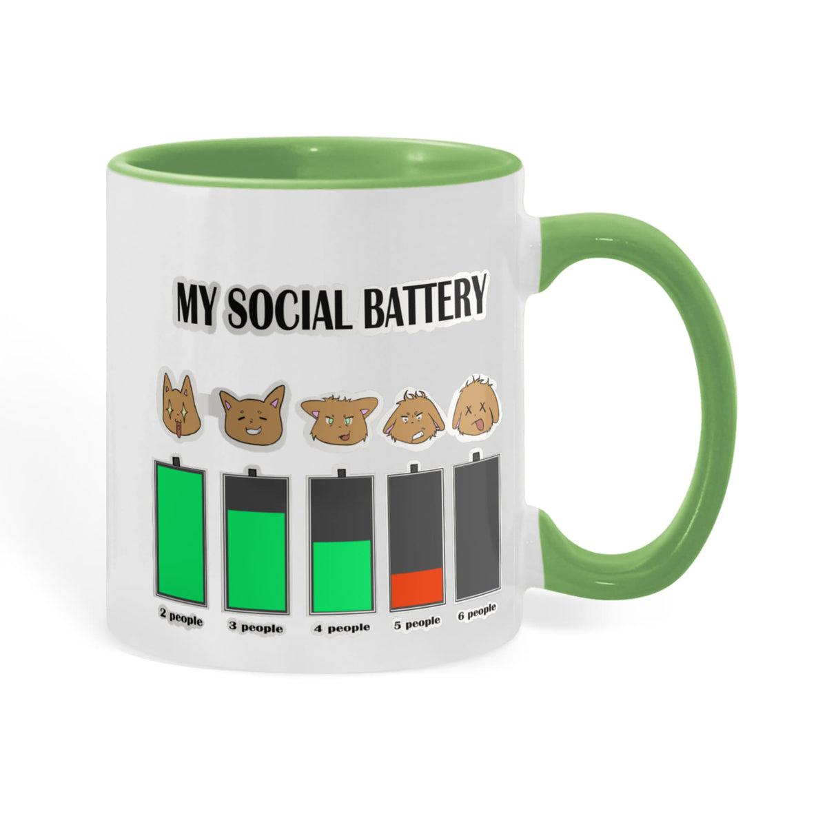 My Social Battery — Funny Introvert Cat Mug (Colour Variation)
