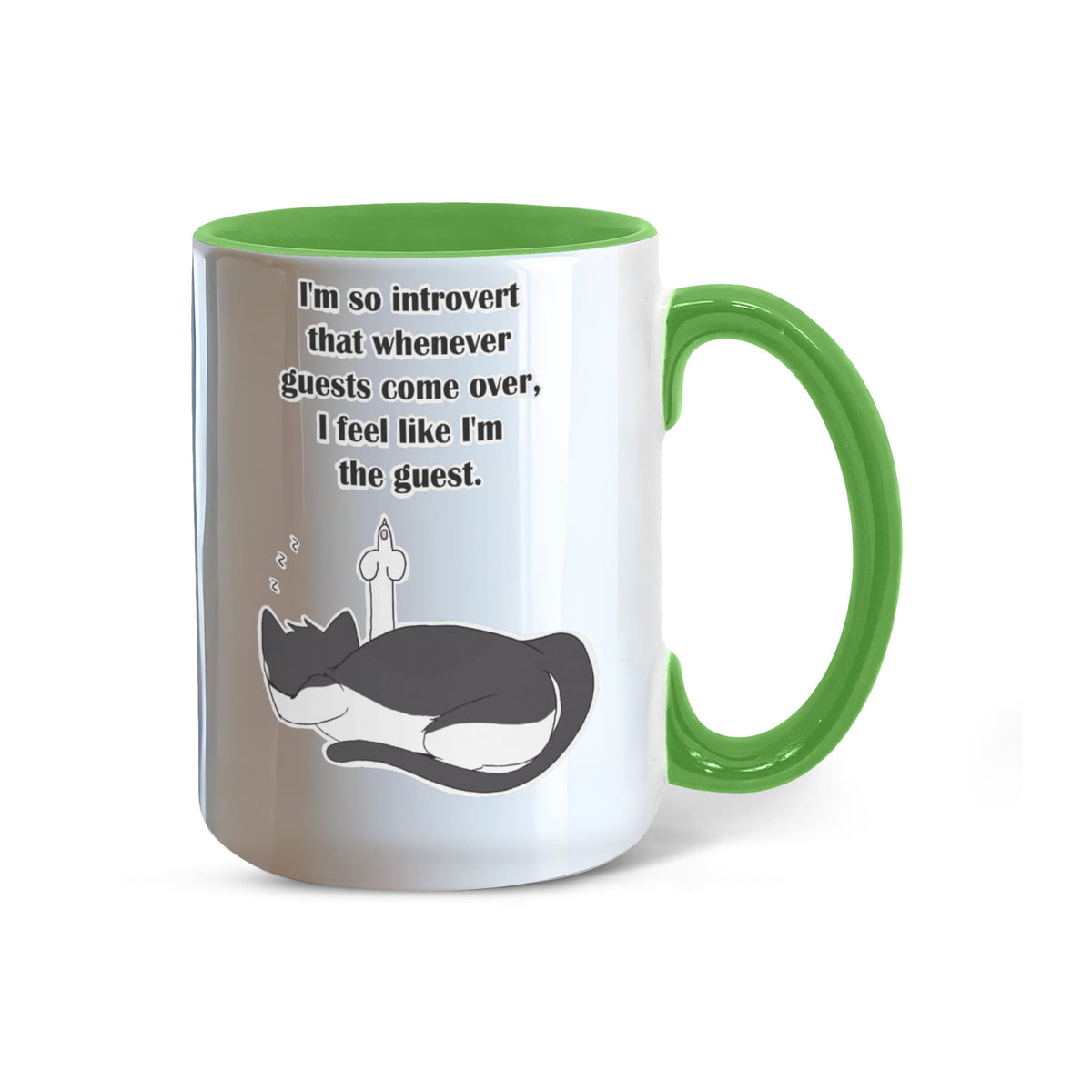 When Guests Arrive, I Become the Guest — Funny Introvert Cat Mug - Color Variation