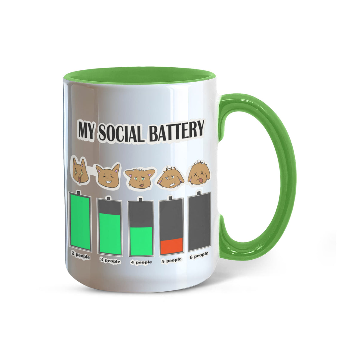 My Social Battery — Funny Introvert Cat Mug (Colour Variation)