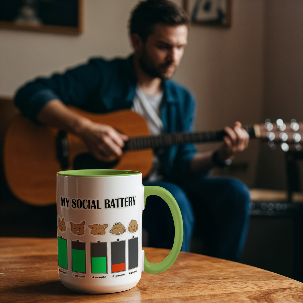 My Social Battery — Funny Introvert Cat Mug (Colour Variation)