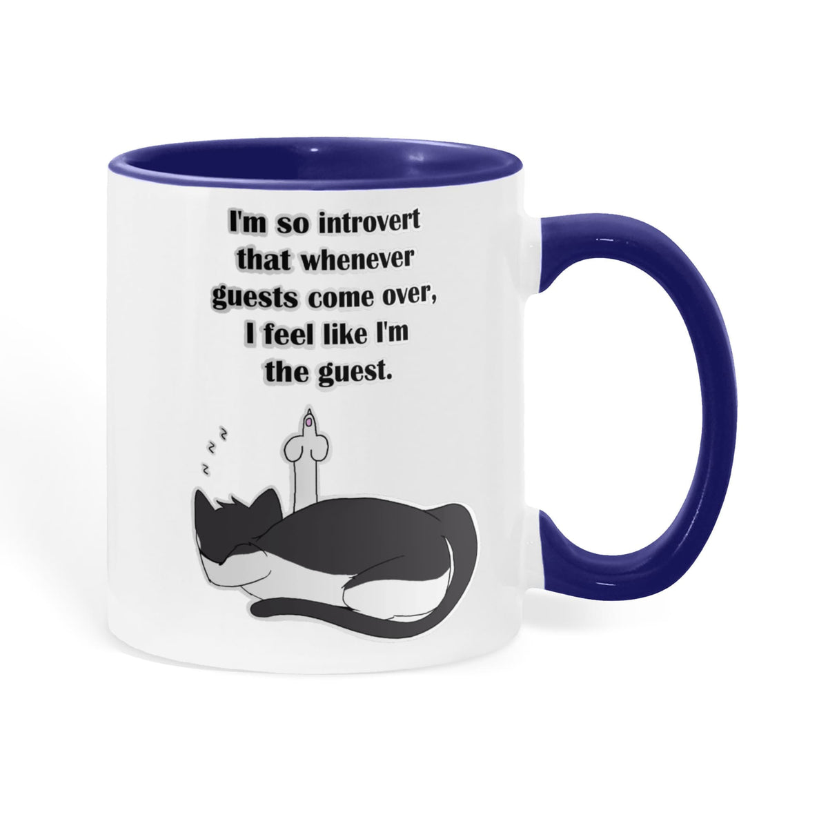 When Guests Arrive, I Become the Guest — Funny Introvert Cat Mug - Color Variation
