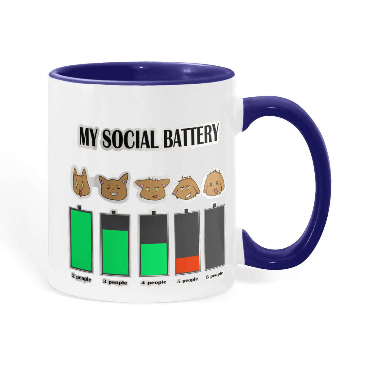 My Social Battery — Funny Introvert Cat Mug (Colour Variation)