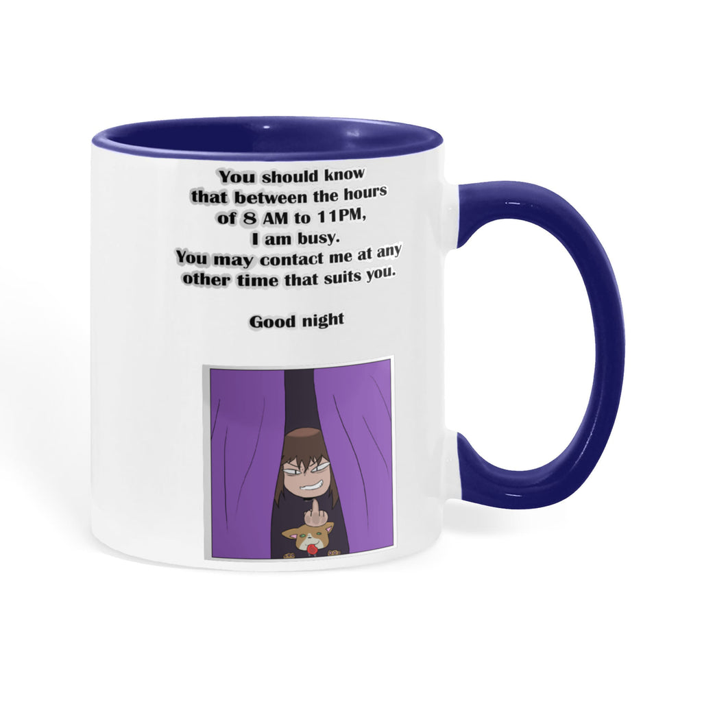 I Am Busy 8AM–11PM — Night Owl Mug (Colour Variation)