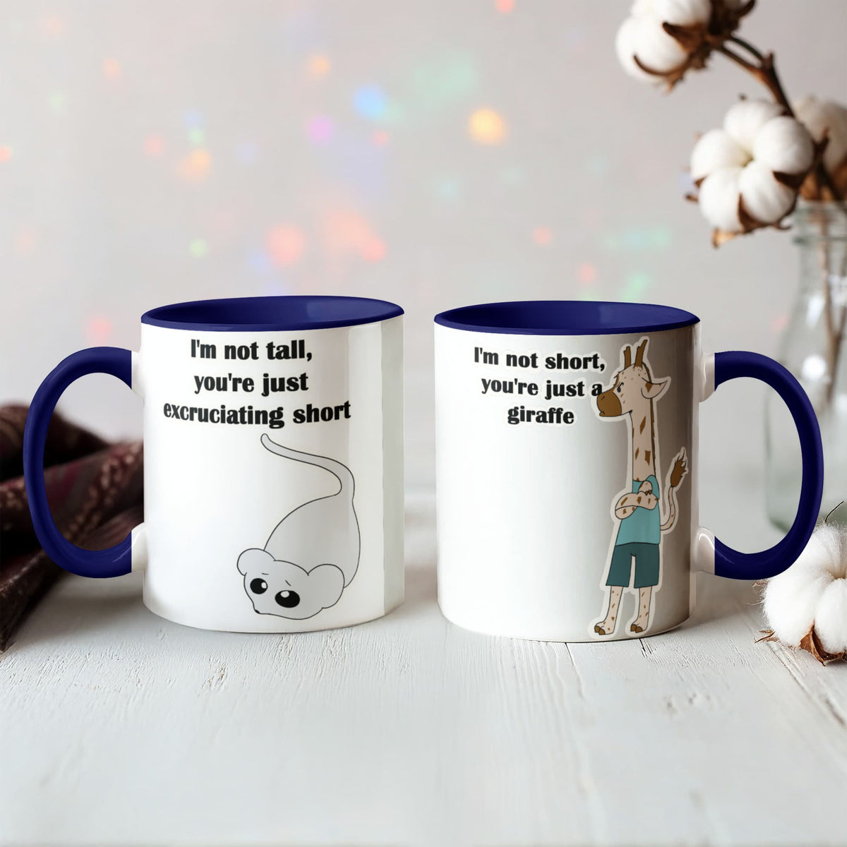 I'm Not Short & I'm Not Tall — Giraffe & Mouse Edition Mug (Colour Variation)