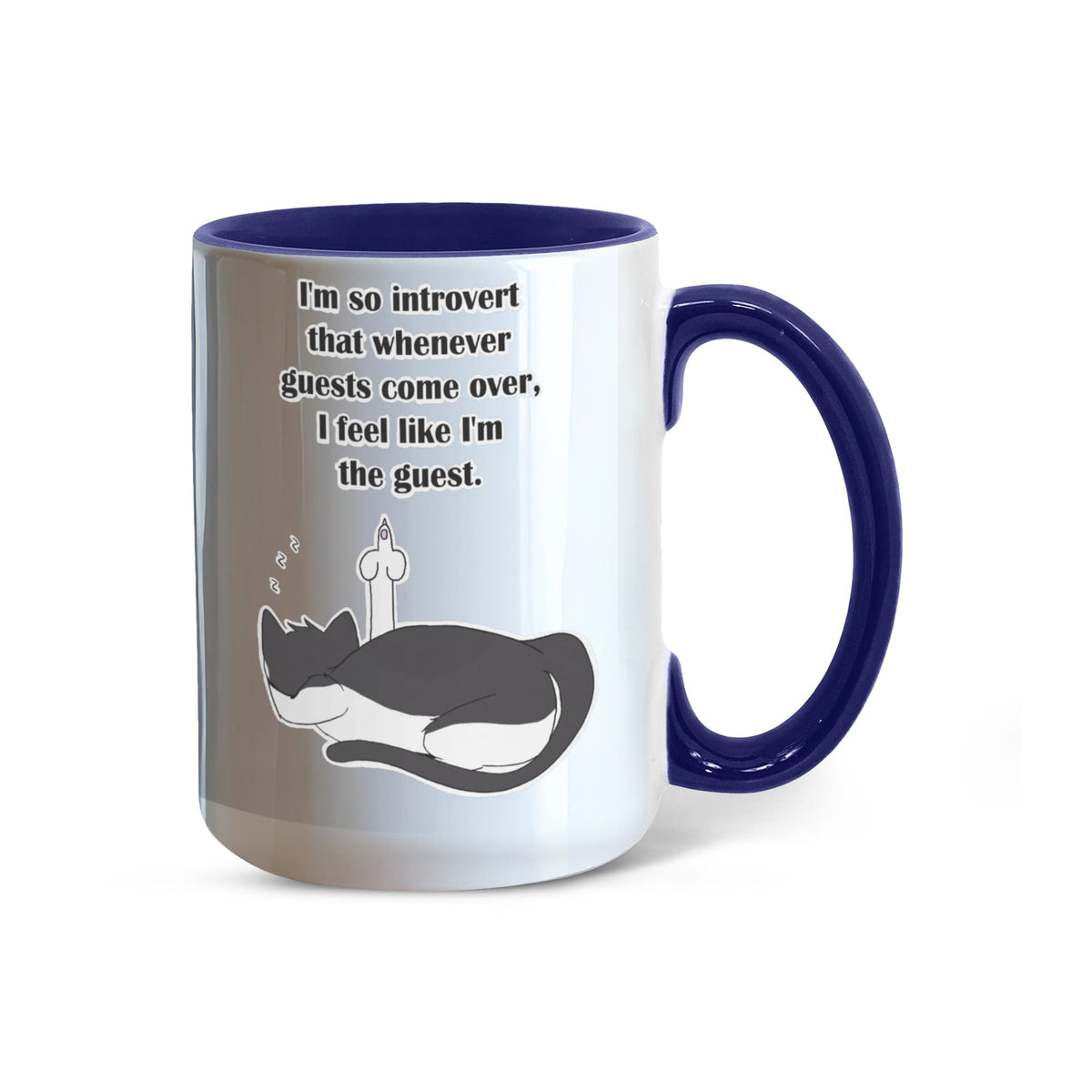 When Guests Arrive, I Become the Guest — Funny Introvert Cat Mug - Color Variation