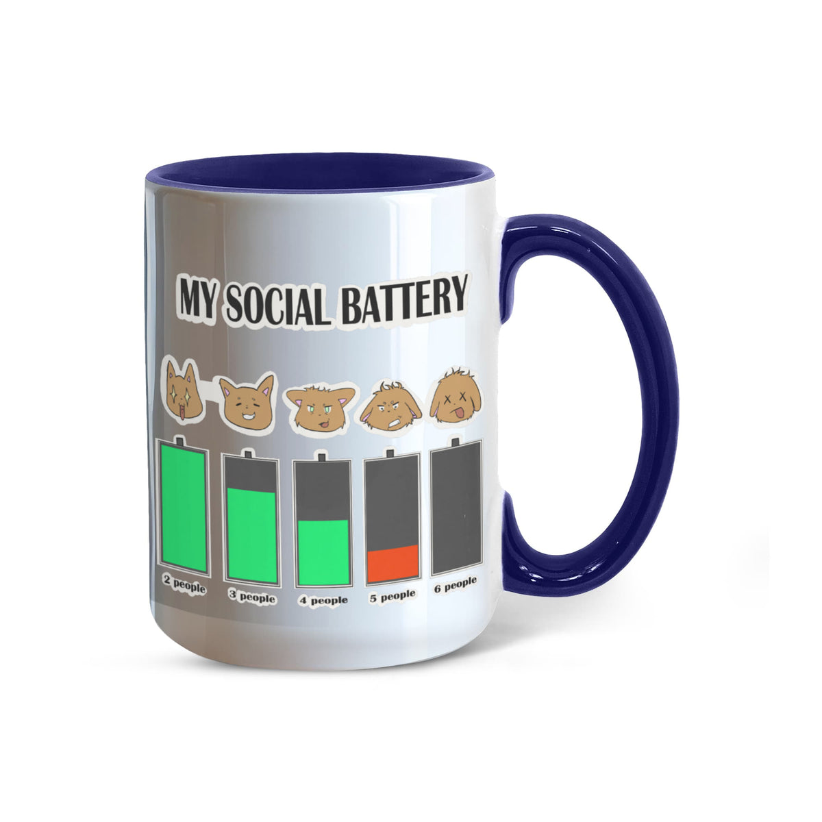 My Social Battery — Funny Introvert Cat Mug (Colour Variation)