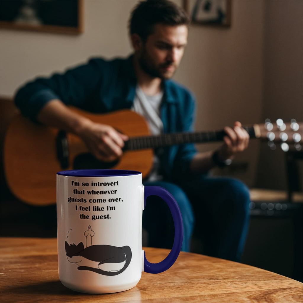 When Guests Arrive, I Become the Guest — Funny Introvert Cat Mug - Color Variation