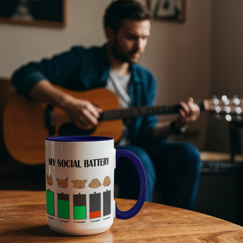 My Social Battery — Funny Introvert Cat Mug (Colour Variation)
